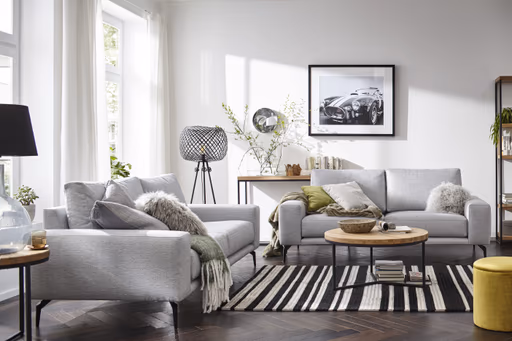 Sofa Redington - 3-Sitzer, Stoff, Hellgrau