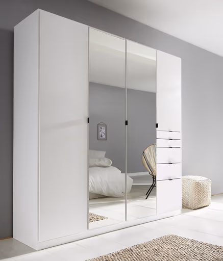 Drehtürenschrank ROVANO- B ca. 180 cm, Weiß, Spiegel