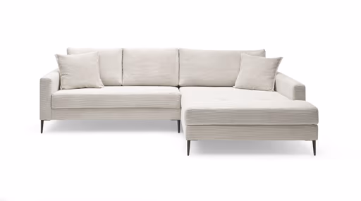 Ecksofa- 3-Sitzer, Ecke rechts, Cord, Creme