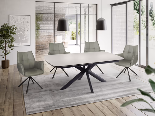 Armlehnstuhl MAKANA - drehbar, Stoff, Hellgrau