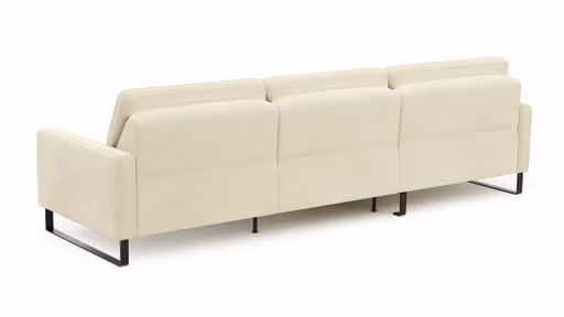 Ecksofa Valera - Longchair mit 3-Sitzer rechts inkl. Rückenlehne verstellbar, Stoff, Natur