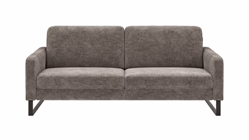 Sofa Enna - 3,5-Sitzer, Armlehne A, Stoff, Graubraun, Kufe, Schwarz