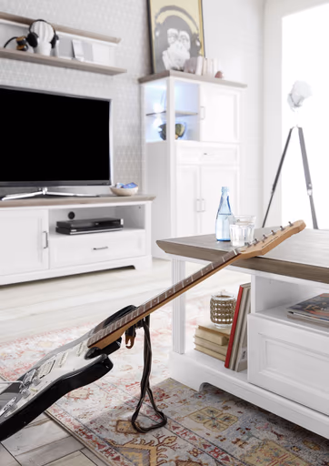 Couchtisch - LB ca. 120x67 cm, Weiß, Eiche Dekor