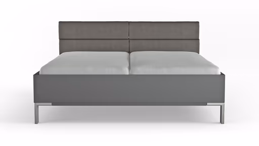 Bett Viana - Liegefläche ca. 180x200 cm, Holzwerkstoff Dunkelgrau, Kunstleder Anthrazit