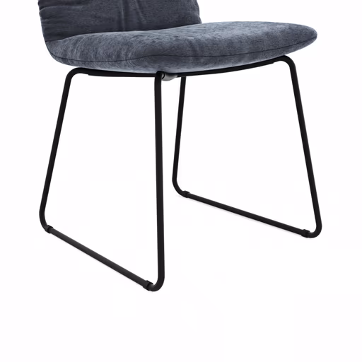 Stuhl Pelle - Stoff, Graugrün, Kufe, Schwarzgrau