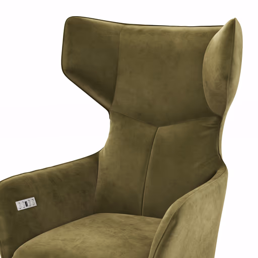 Sessel Noto Relax II - Rückenlehne und Fußteil verstellbar (motorisch), Velour, Schlammgrün