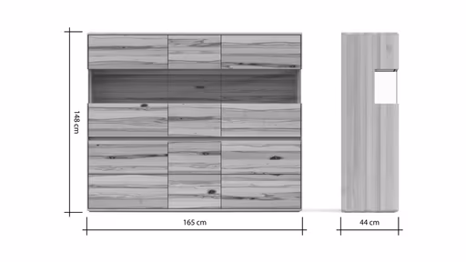 Highboard Hillsboro - Buche/Kernbuche natur, geölt