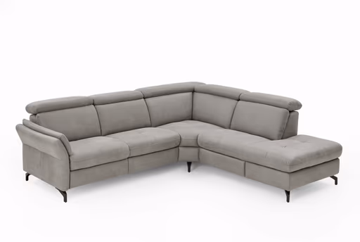  Ecksofa - 2-Sitzer mit Ecke rechts, Stoff, Grau