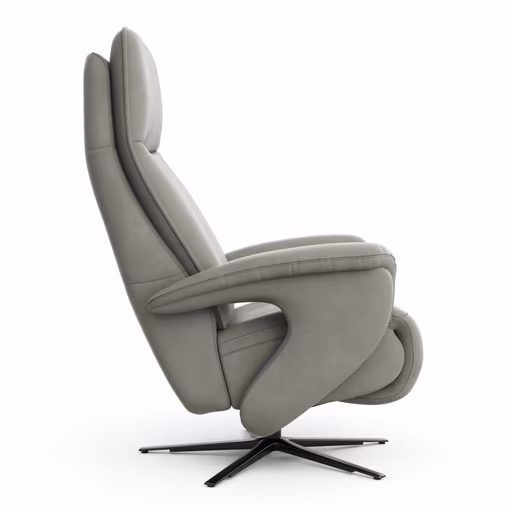 Sessel Tulsa Relax - Größe L, inkl. Maxirücken und Kopf-/Fußteil/Rückenlehne verstellbar, Leder, Graubeige