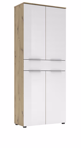 Büroschrank - B ca. 80 cm, Artisan Eiche Nachbildung, Weiß