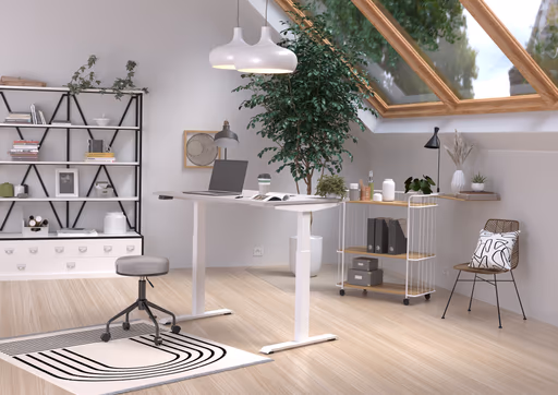 Schreibtisch GELI - höhenverstellbar, LB ca. 140x80 cm, Kaschmir, Weiß