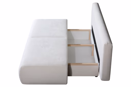 Querschläfer - Schlaffunktion mit Bettkasten, Stoff, Natur