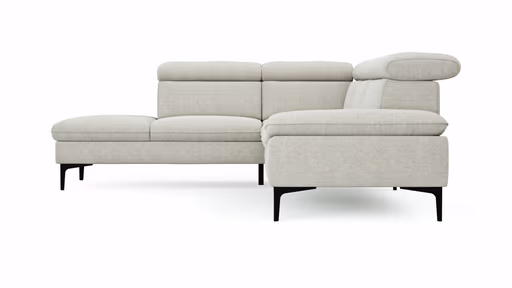 Ecksofa Felipa - Ecke links mit 2,5-Sitzer inkl. Kopfteil verstellbar, Stoff, Natur