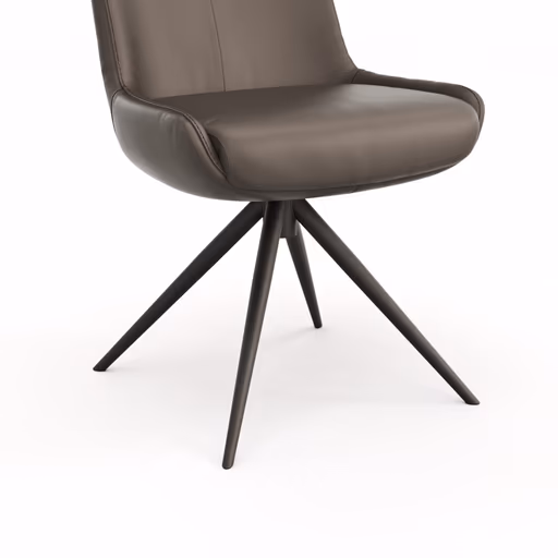 Stuhl Mis - Leder, Dunkelbraun, Drehbar, Gestell, Schwarz