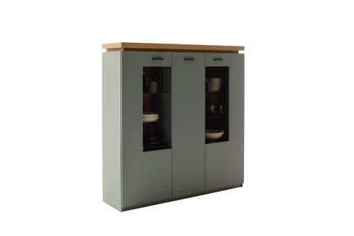 Highboard - mit Beleuchtung, B ca. 138 cm, Salbeigrün, Eiche Evoke Nachbildung