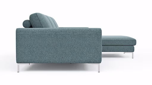 Ecksofa Solano - 2,5-Sitzer mit Longchair Rechts, Boucle, Seablue
