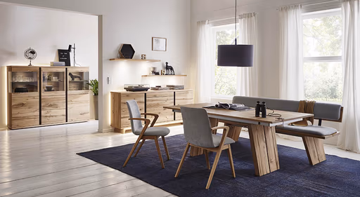 Highboard - mit Beleuchtung, Eiche furniert