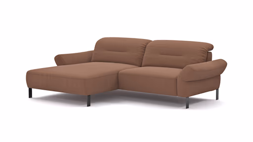 Ecksofa David - Longchair links mit 1,5-Sitzer inkl. Kopfstütze/Armlehne verstellbar, Stoff,  Rost