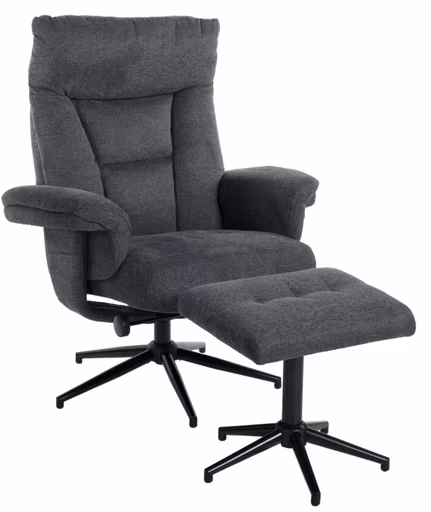 Relaxsessel mit Hocker - drehbar, Relaxfunktion, Webstoff, Anthrazit