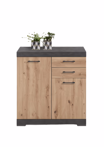 Kommode - Grau, Eiche Dekor