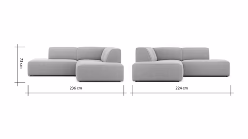 Ecksofa Elementos - Ecke links mit 2,5-Sitzer, Stoff, Natur