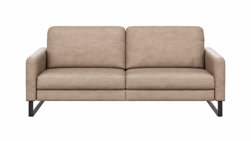 Sofa Enna - 3,5-Sitzer, Armlehne A, Leder, Taupe, Kufe, Schwarz