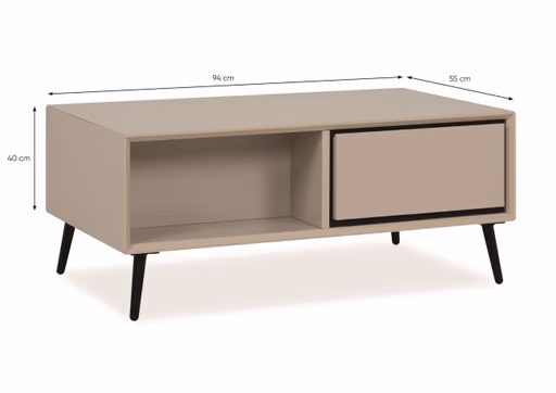 Couchtisch - LB ca. 94x55 cm, Sand, Schwarz