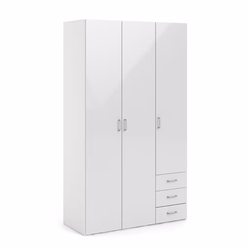 Drehtürenschrank- B ca. 116 cm, Weiß, Hochglanz