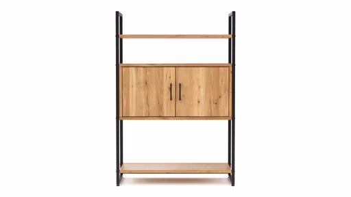 Regal Farmingdale - mit Holztür, Eiche massiv, natur geölt