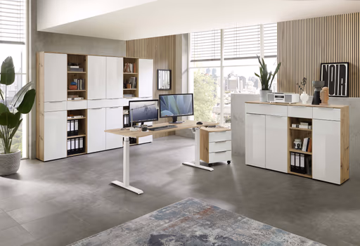 Büroregal - B ca. 40 cm, Artisan Eiche Nachbildung, Weiß