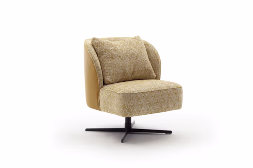 Sessel Cuneo - drehbar, Stoff, Senfgelb, Leder, Senfgelb