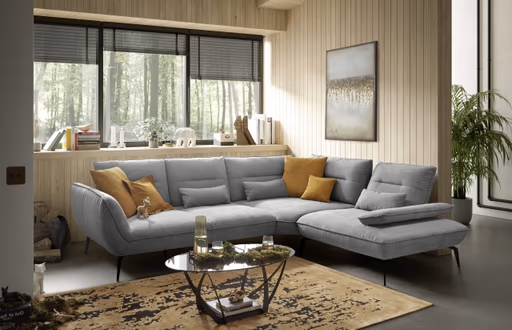 Ecksofa PAYTON -2,5-Sitzer, Ecke rechts, Stoff, Silbergrau