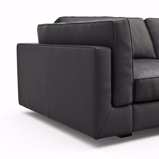 Sofa Aprino 3 - 3,5-Sitzer XL, Dickleder, schwarz, Armlehne Kissen