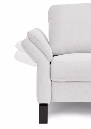 Ecksofa CALM PREMIUM 2.0 - Longchair links mit 3-Sitzer, Relaxfunktion motorisch, Armlehne verstellbar, Stoff, Hellgrau