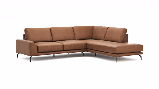Ecksofa Redington - 2,5-Sitzer mit Ecke rechts, Leder, Cognac