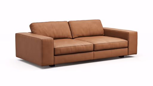 Sofa Aprino 1 - 3,5-Sitzer XL, Dickleder, Cognac, Armlehne Block breit