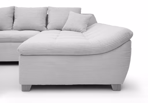 Ecksofa JAMILA - 2-Sitzer, Ecke rechts, Stoff, Silberfarben