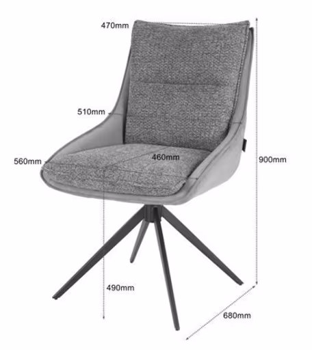 Stuhl MANDY - drehbar, Stoff, Graubeige