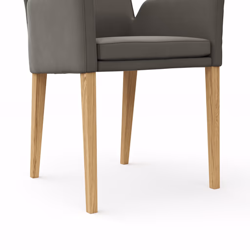 Armlehnstuhl Tuma - Leder, Graubraun