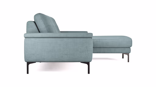 Ecksofa Anna - 2,5-Sitzer mit Longchair rechts, Relaxfunktion/Sitzvorzug motorisch, Stoff, Aqua