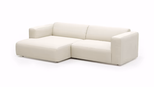 Ecksofa Laja - Longchair links mit 1-Sitzer, Stoff, Creme