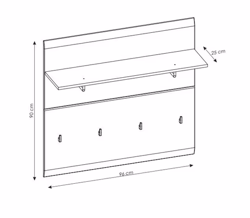 Garderobenpaneel- Weiß, Weiß, Hochglanz