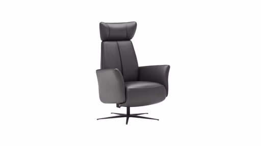 Drehsessel Aberdeen - Größe L, inkl. Relaxfunktion (motorisch) und Kopfteil verstellbar, Leder, Schwarz