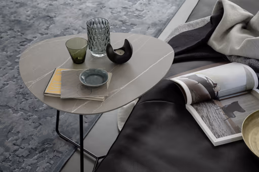 Couchtisch Fano - LBH ca. 67x60x43 cm, HPL Laminat, Granit