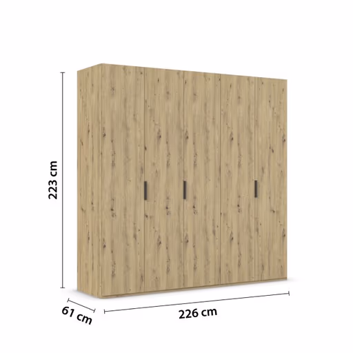 Drehtürenschrank ROVERO- B ca. 225 cm, Eiche Dekor