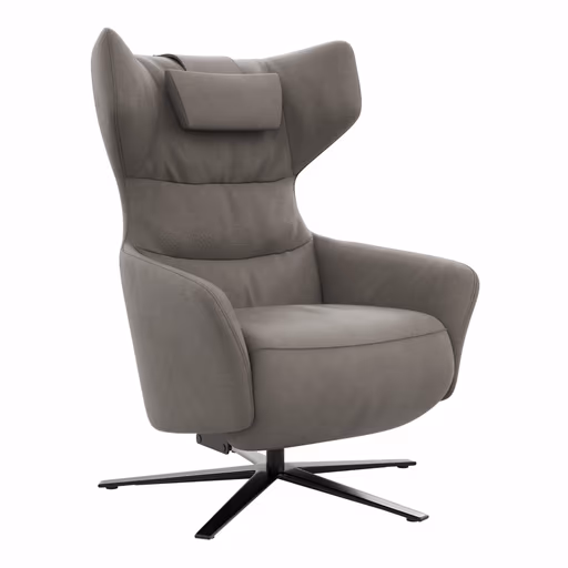 Drehsessel Houston Relax - Größe M, inkl. Relaxfunktion (motorisch), Aufstehhilfe und Kopfstütze, Stoff, Taupe