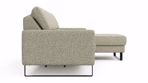 Ecksofa Valera - 3-Sitzer mit Longchair rechts inkl. Rückenlehne verstellbar, Stoff, Limone