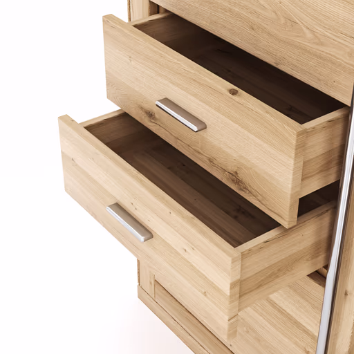 Highboard Faro Plus - BH ca. 102x116 cm, Wildeiche massiv, Bianco