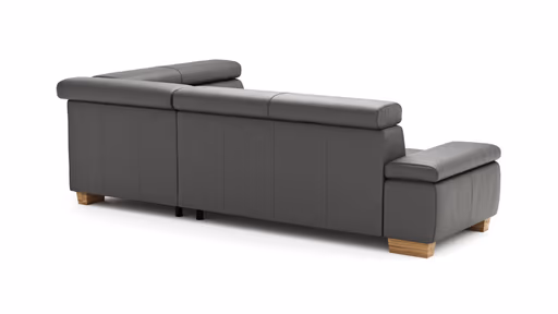 Ecksofa Philadelphia - 2,5-Sitzer mit Ecke rechts inkl. Kopfteil verstellbar, Leder, Anthrazit
