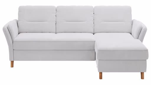 Ecksofa Vayra - 2,5-Sitzer mit Longchair rechts, Stoff, Offwhite
